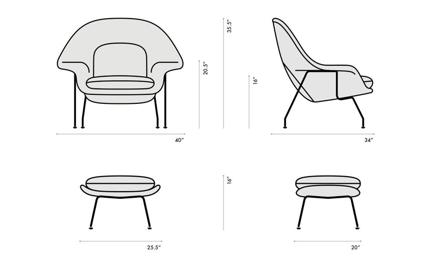 Womb shop chair dimensions